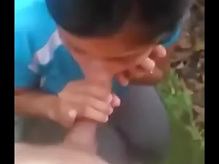Indian cute girl giving blowjob in his lover and taking cum in her mouth