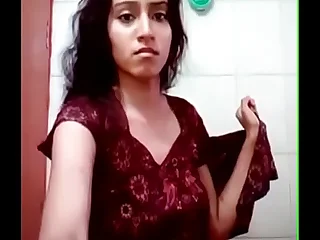 Indian teen girl wash up defoliated