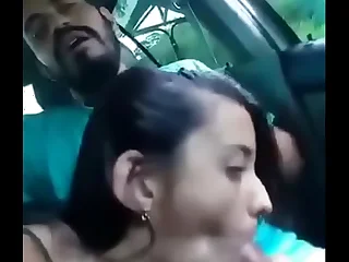 Indian cute Desi show one's age giving blowjob near rapid and in the Car